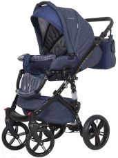 Детская коляска 2 в 1 Riko Brano Natural 01 Denim (синяя кожа – т.синяя ткань)